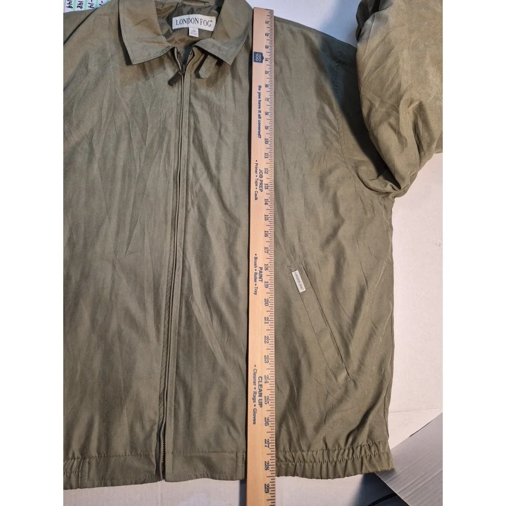 Vintage London‎ Fog Collection Men's L Khaki Suede-Look Jacket Bomber Classic